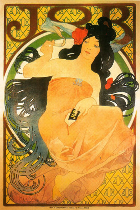 Альфонс Мария Муха. Рекламный плакат папиросной бумаги «Жоб». 1898