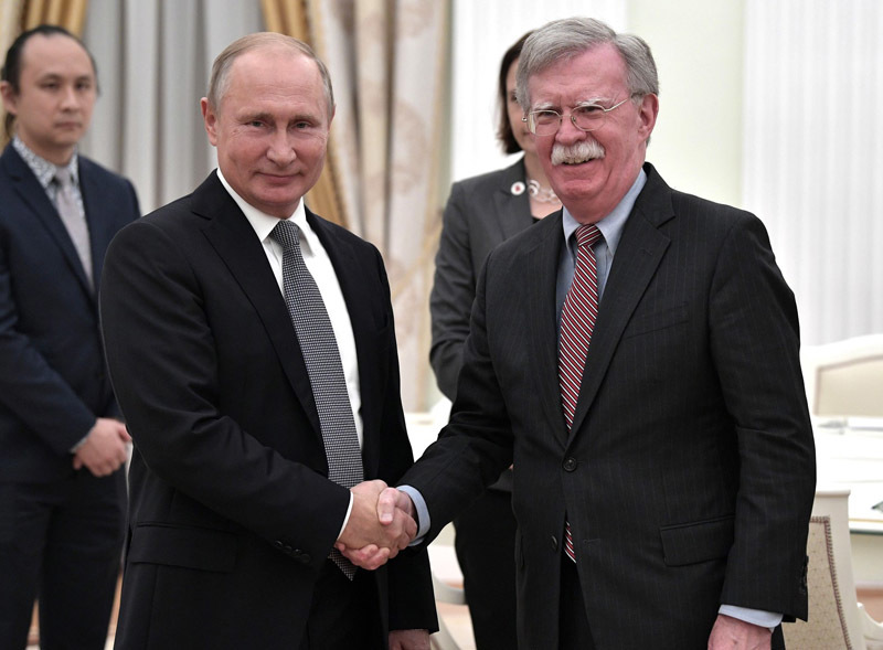 Встреча Владимира Путина и советника президента США по национальной безопасности Джона Болтона//пресс-служба президента РФ