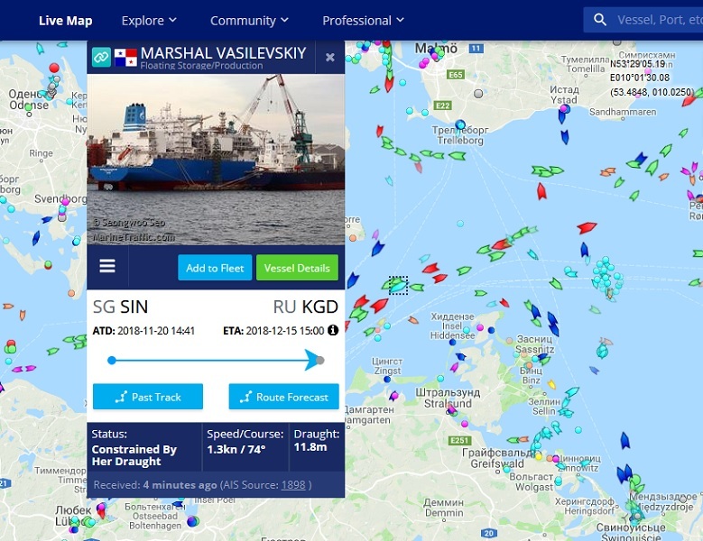 скриншот/marinetraffic.com