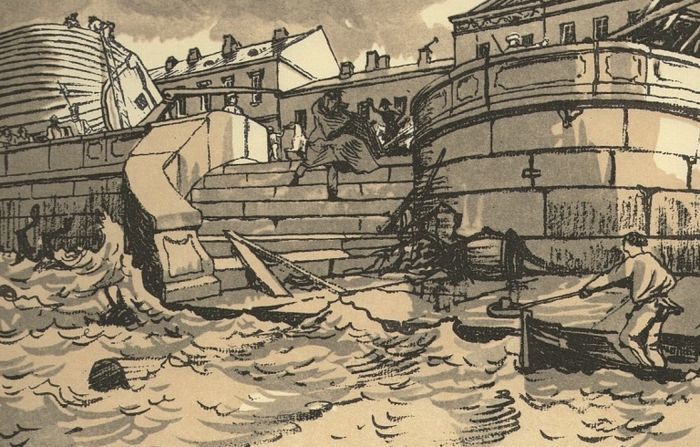 А. Бенуа. "Наводнение", 1916 г.