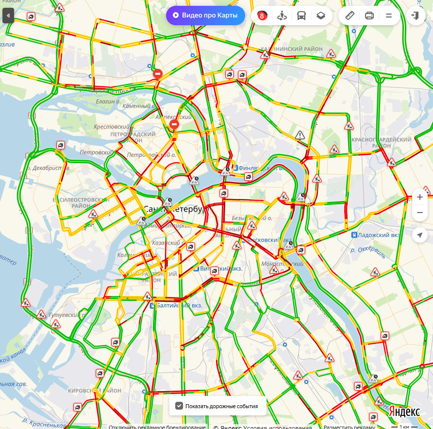 Карта пробок спб