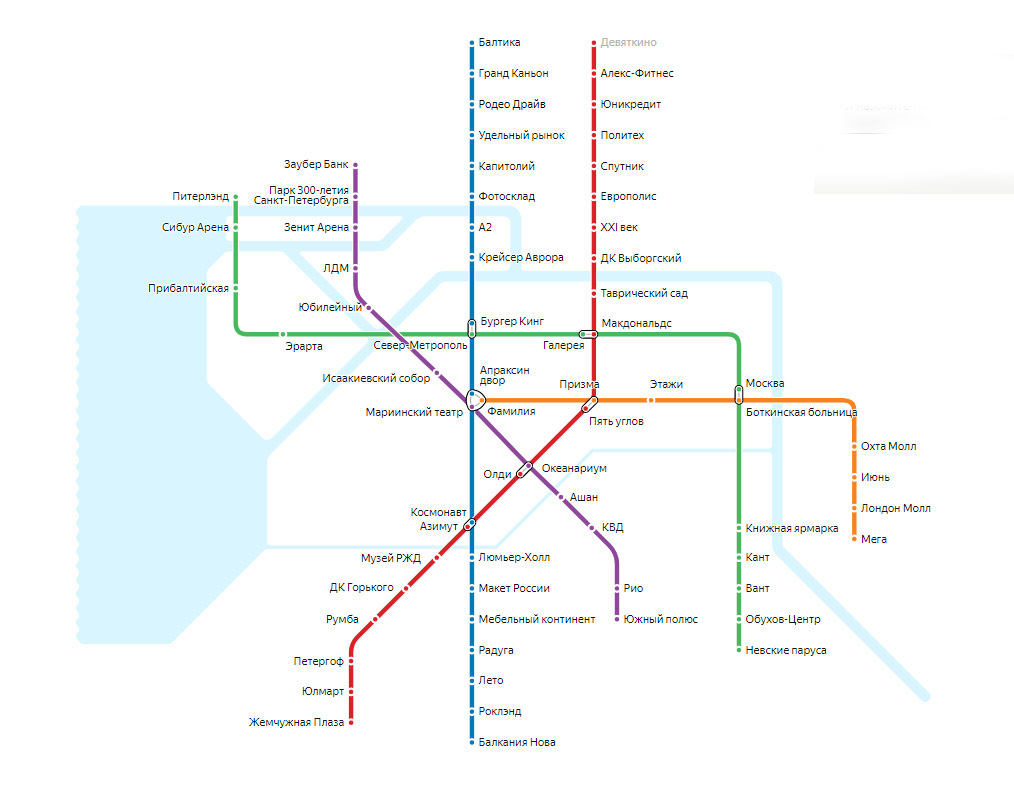 Карта схема метрополитена санкт-петербурга