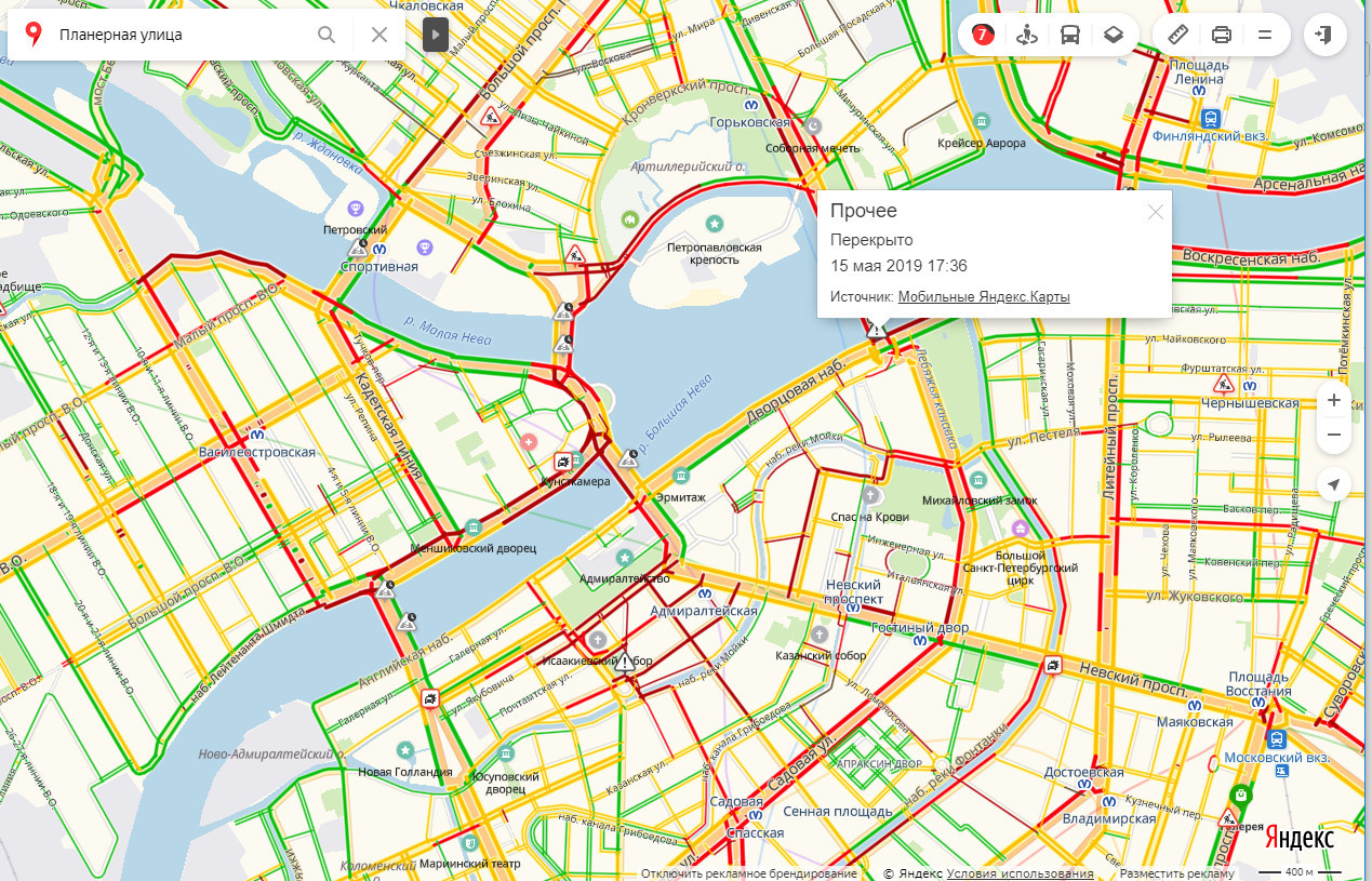 Перекрытие движения в санкт петербурге сегодня карта