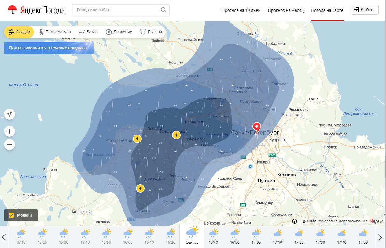 Погода в сосновом бору карта осадков онлайн
