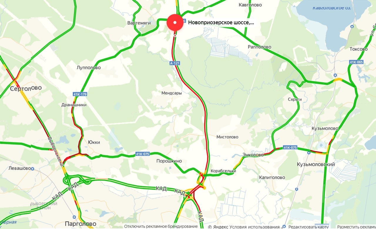 Карта спб и ленинградской области пробки